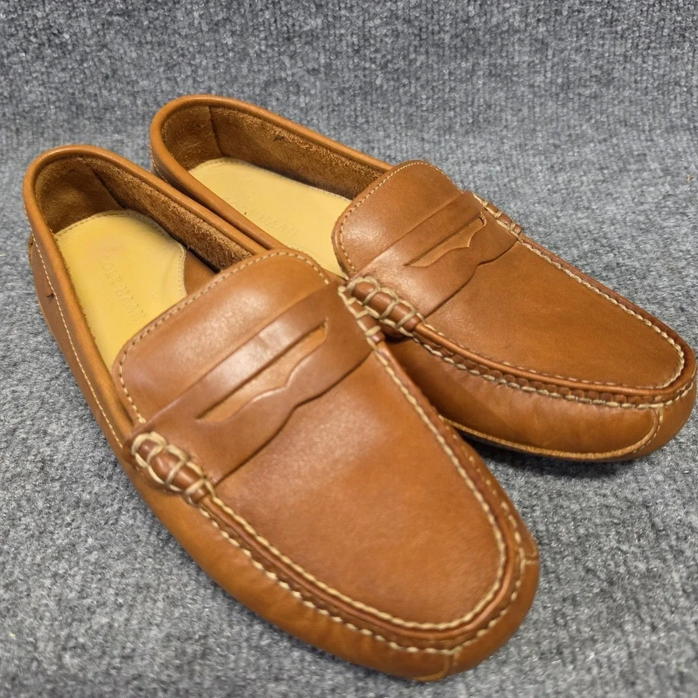 Cole Haan Grant Canoe Penny Loafers Mens 8.5M Brown Leather Driving Shoes C12134
